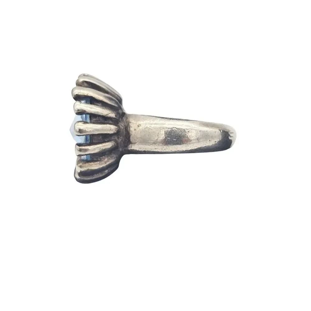 Vtg Avant Garde Sterling Silver Blue Stone Cocktail Ring Size 5.5 Signed